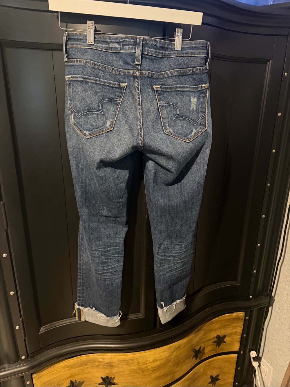 Big Star Medium Blue Cropped Distressed Jeans
